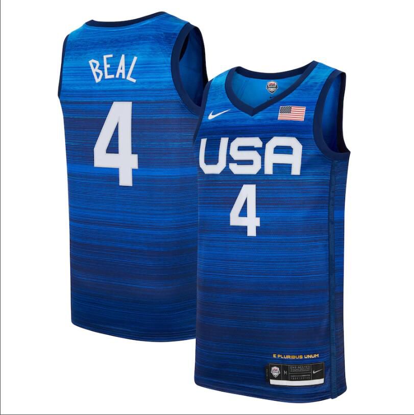 Cheap 2021 Olympic USA 4 Beal Blue Nike NBA Jerseys